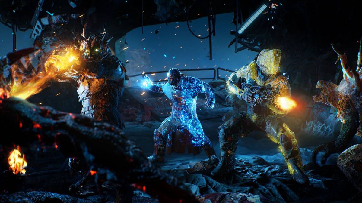 outriders fire team using powers to defeat enemies