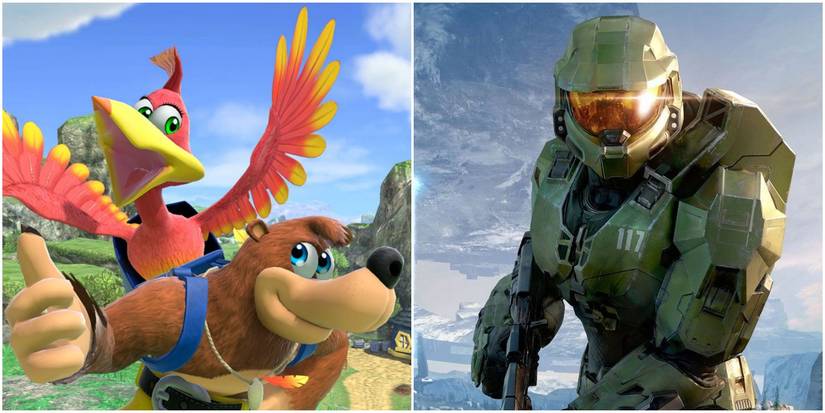 Split Image Of Master Chief and Banjo-Kazooie