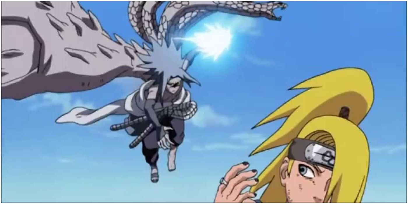 Naruto Sasuke Uchiha fighting Deidara Akatsuki