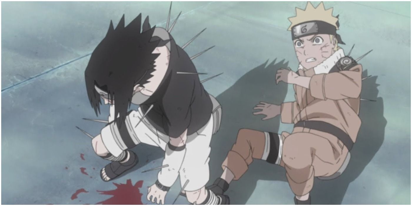 Naruto Uzumaki and Sasuke Uchiha fighting Haku