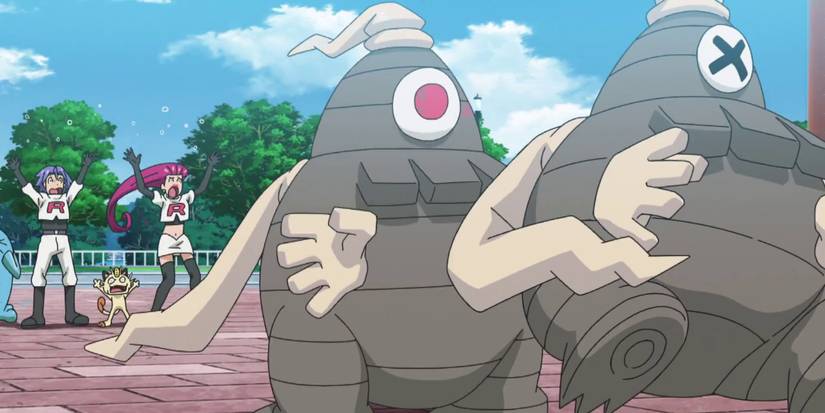 pokemon two dusclops bumping into each other as team rocket watches