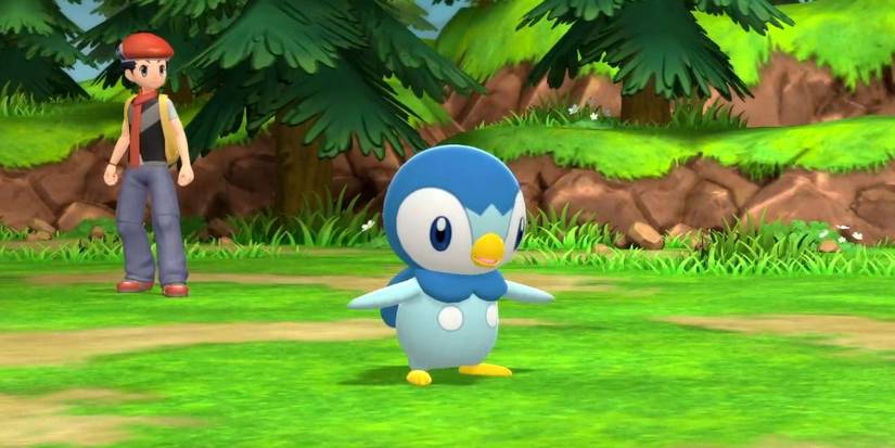 Piplup in battle in Pokemon Shining Pearl and Brilliant Diamond.