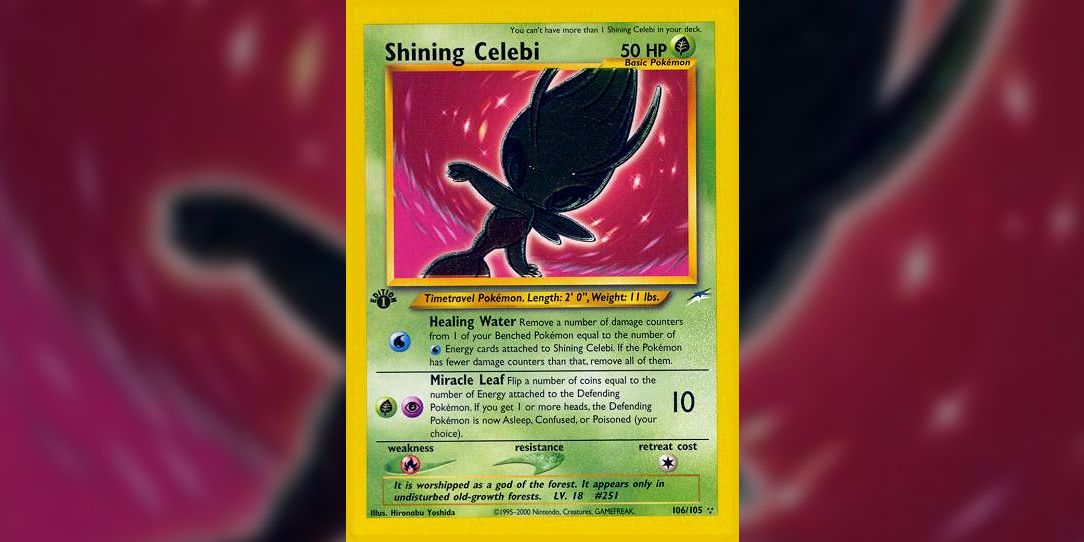 shiny celebi grass pokemon card with good support moves.