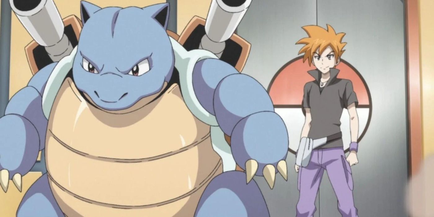 pokemon trainer blue with his blastoise