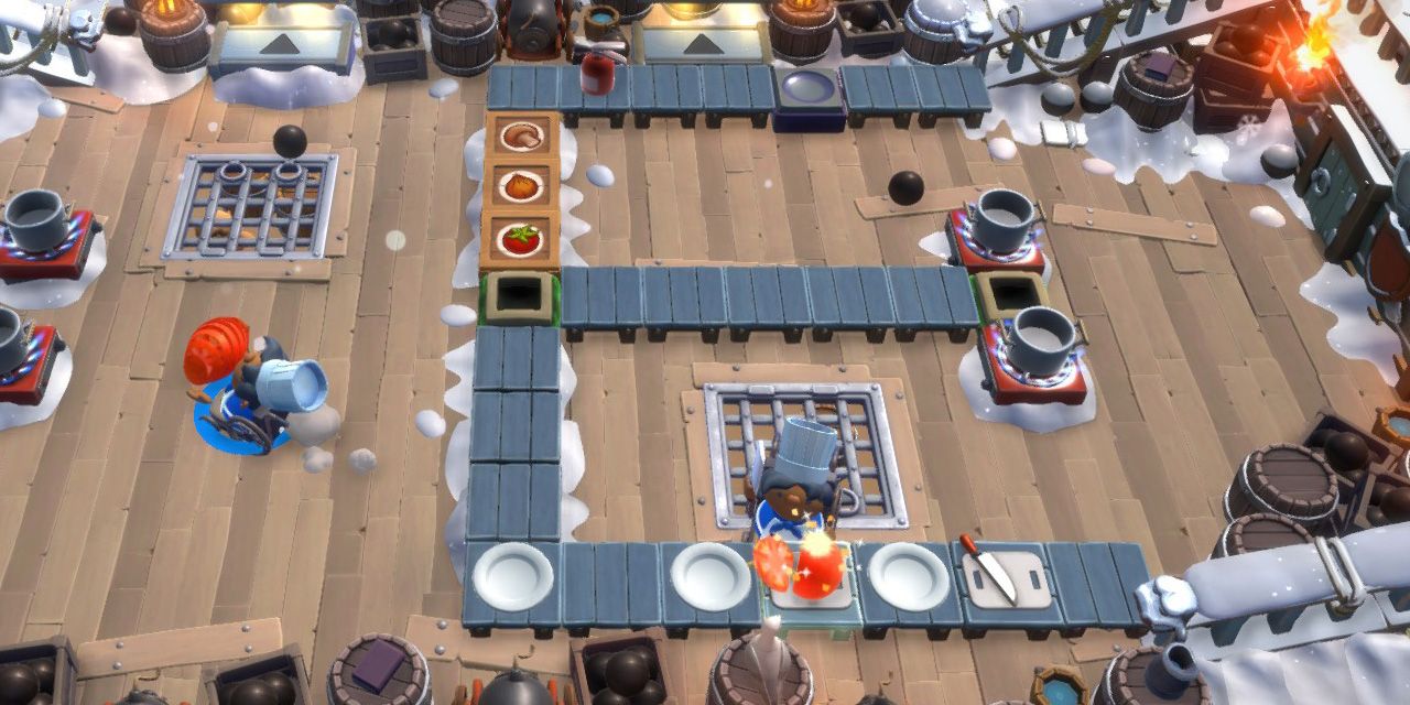 Split-screen in Overcooked! All You Can Eat
