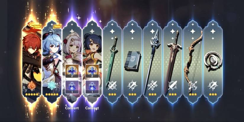genshin impact pull pity diluc ganyu noelle xiangling weapons