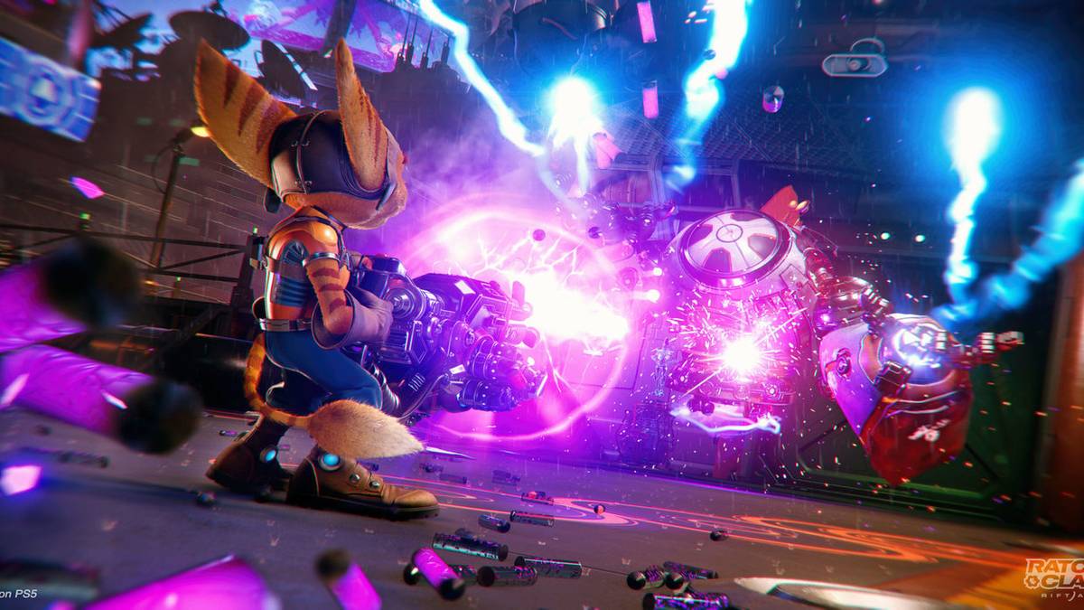 ratchet and clank rift apart purple gunfire