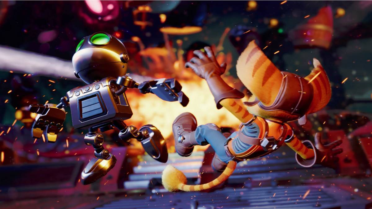 ratchet-and-clank-rift-apart-explosion-throws-ratchet-and-clank