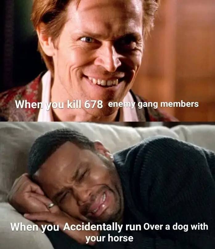 meme about how players feel when killing things.