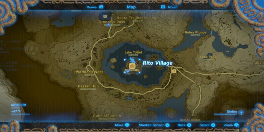 Map location of the Rito Village Memory