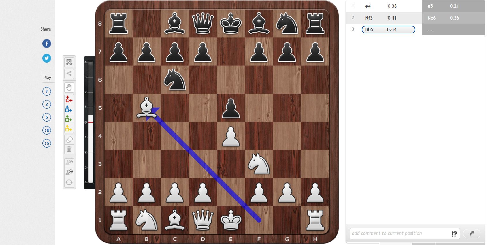 ruy lopez chess opening on 2d board