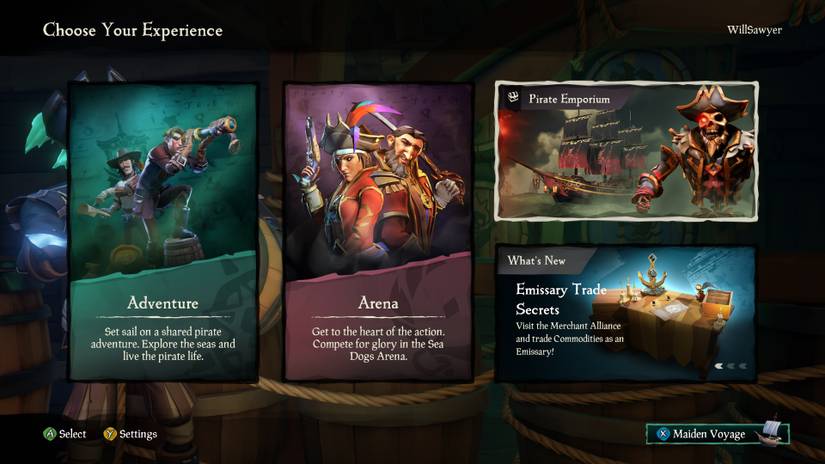 main menu tile for sea of thieves pirate emporium