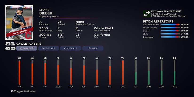 Shane Bieber - Player Profile in MLB The Show 21