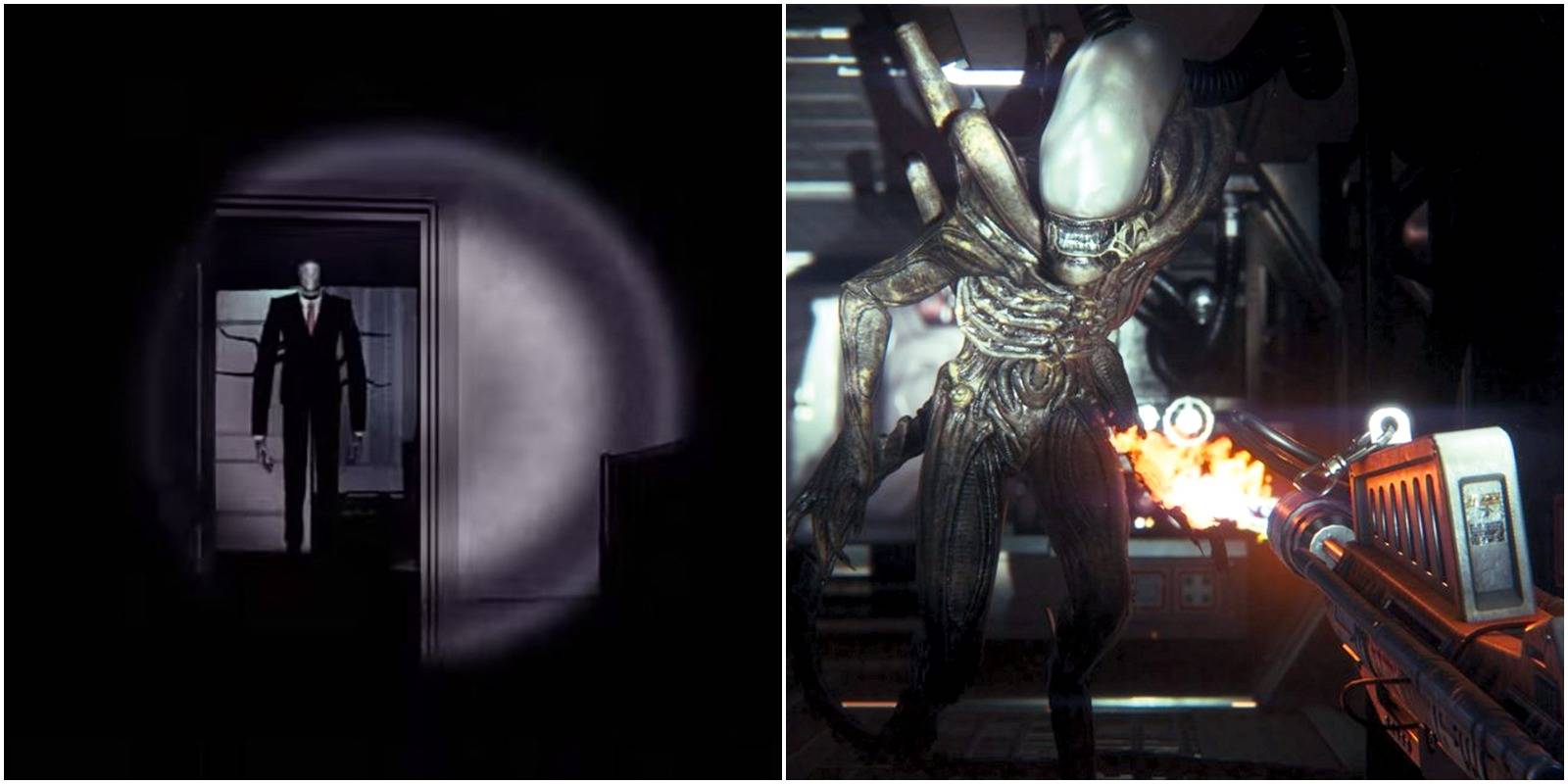 Screenshots from Slenderman: The Arrival and Alien Isolation