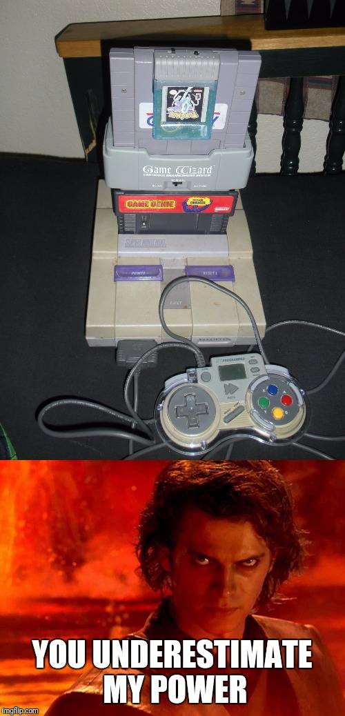 joke about plugging in too many devices to an SNES.