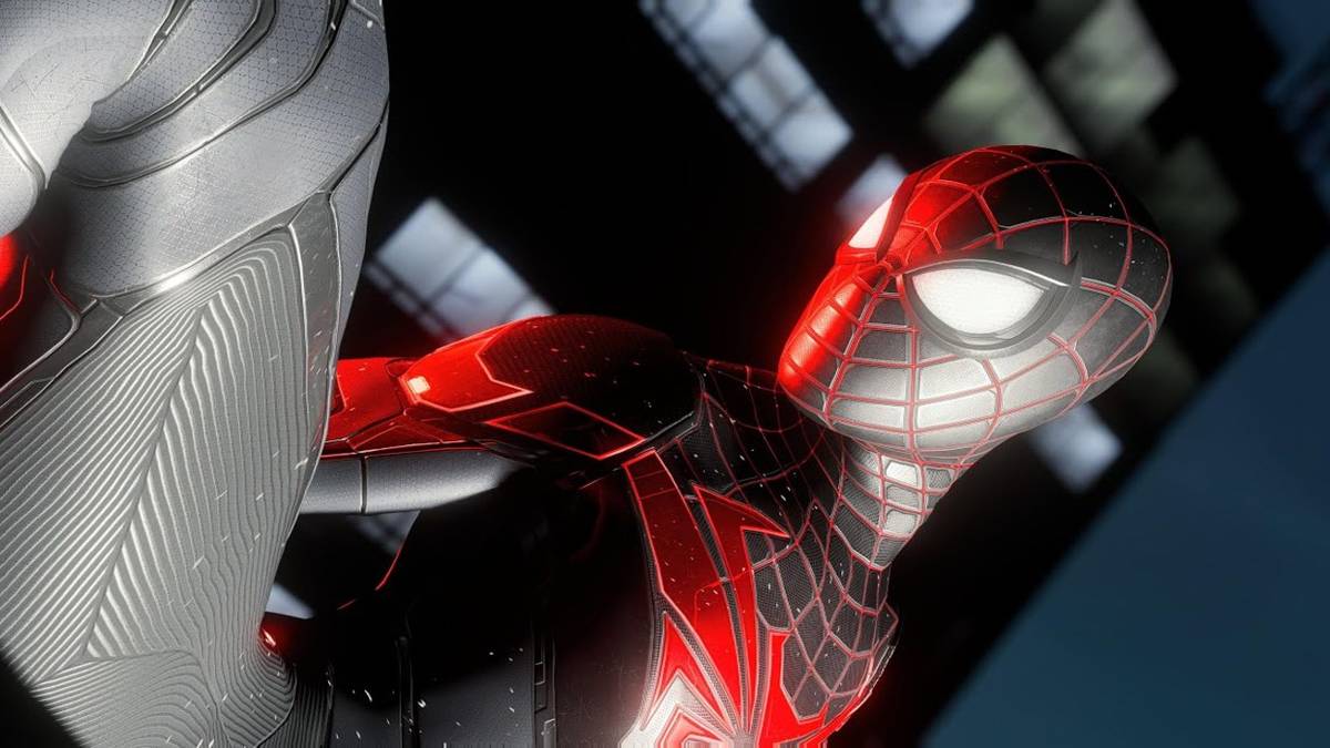 miles morales looks behind spider-man tech suit