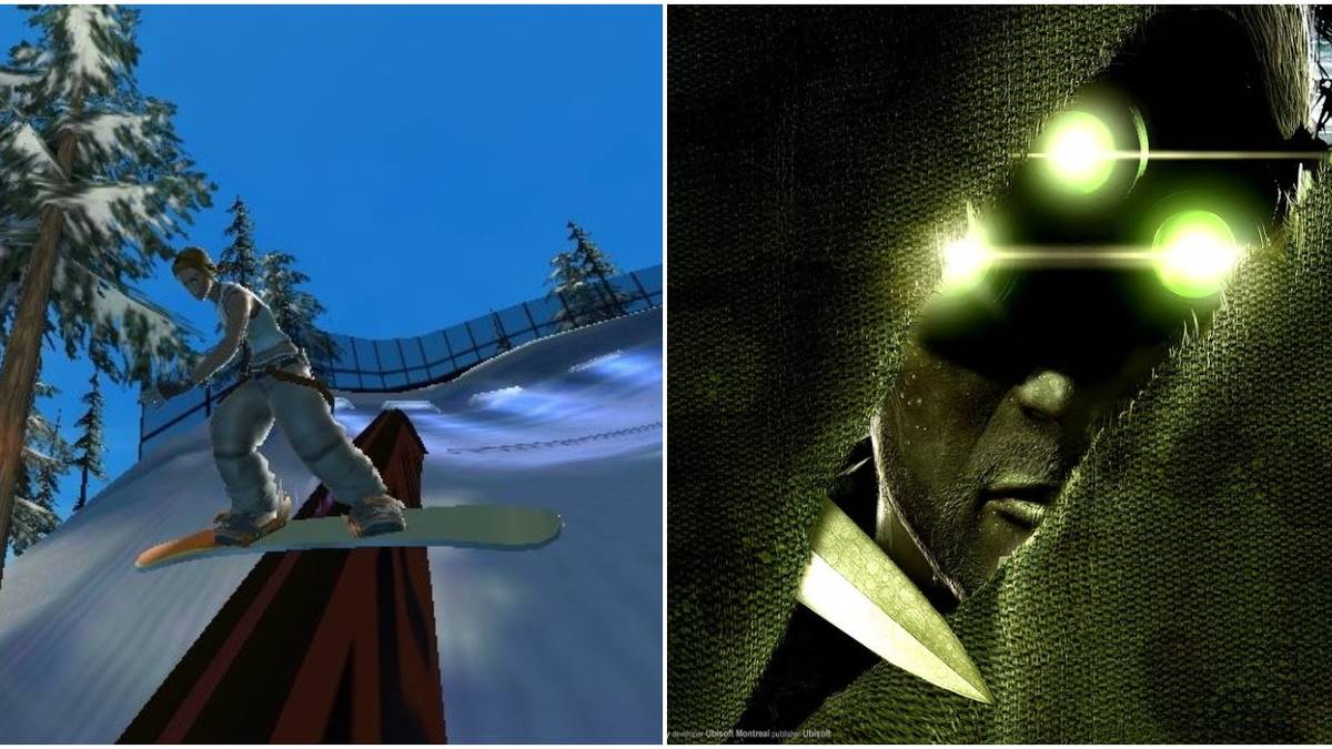 (Left) Snowboarding in SSX 3 (Right) Promotional image of Same in mask from Chaos Theory