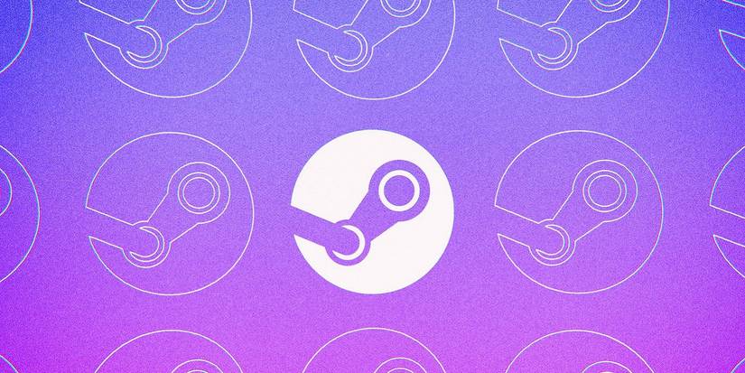 Steam logo on a very bright purple background.