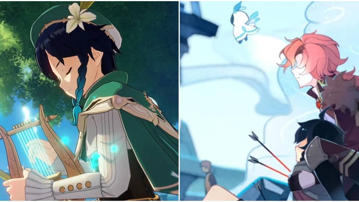 Genshin Impact Venti Lyre Magic Tree Official Story Art Red Hair Arrows Wind Spirit Revolution