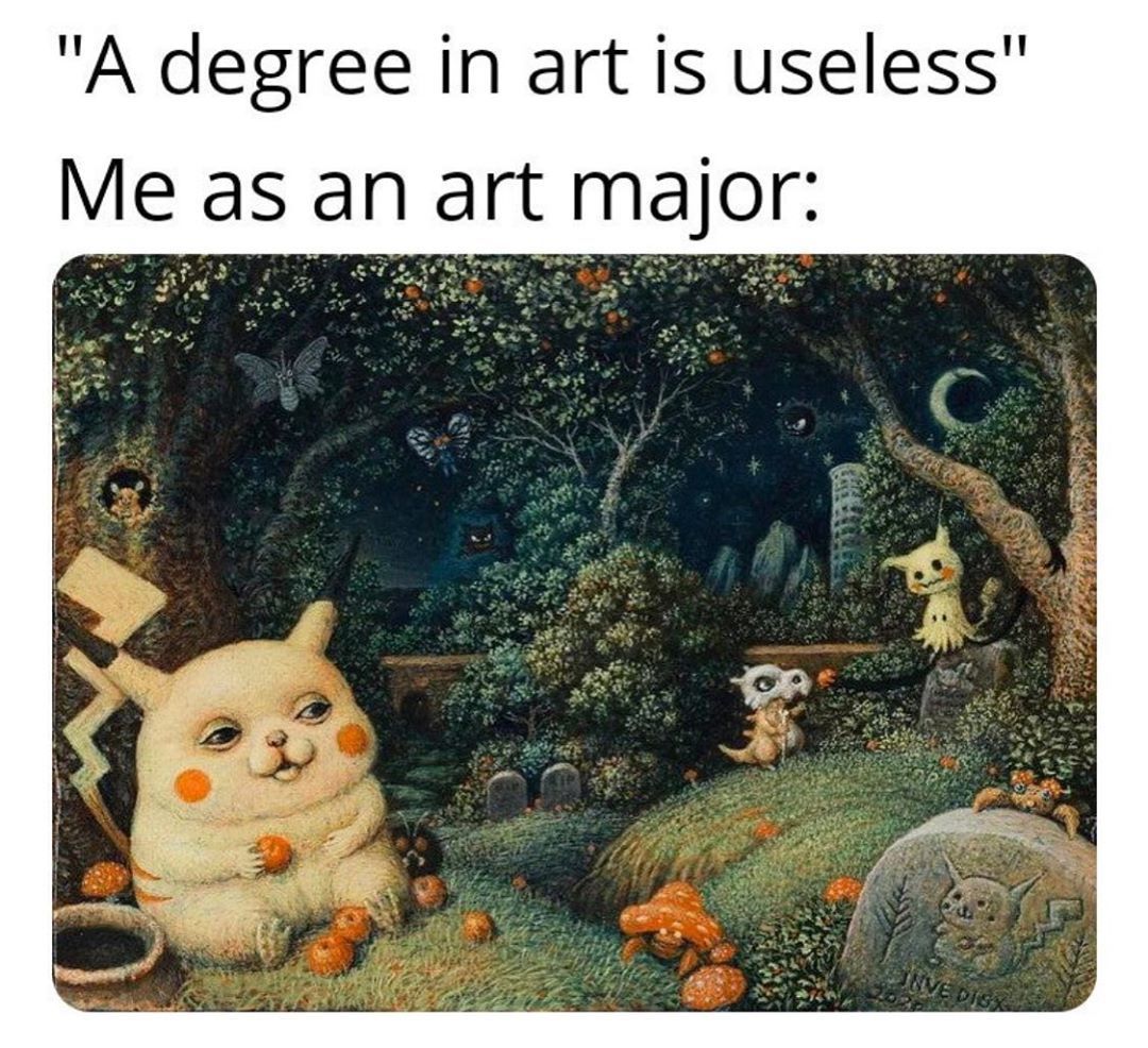 nintendo meme about pokemon and art degrees.