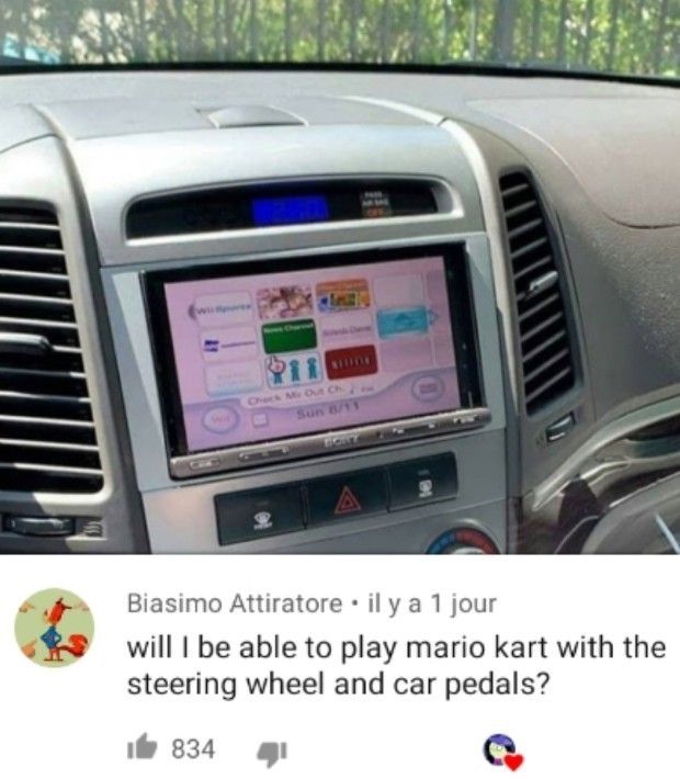 someone got a wii into their car's dashboard visual display.