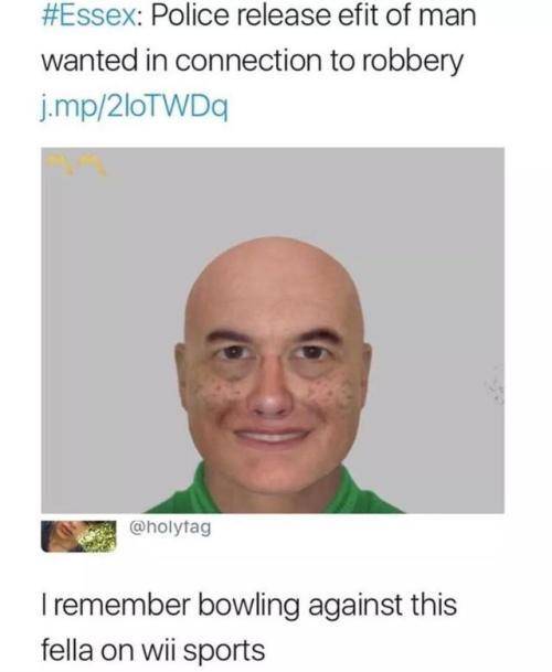 meme about a wanted criminal who looks like a mii.