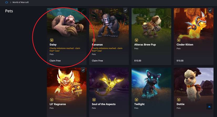 world of warcraft claim daisy free in shop