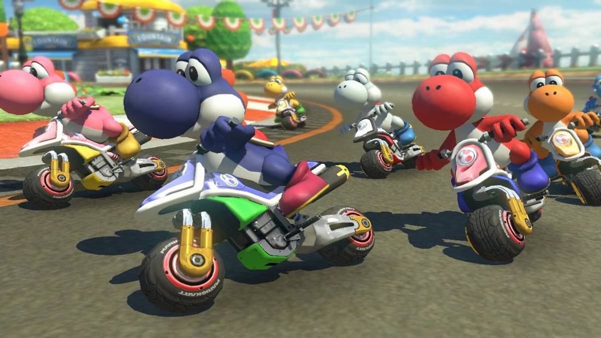 Yoshis in Yoshi Circuit