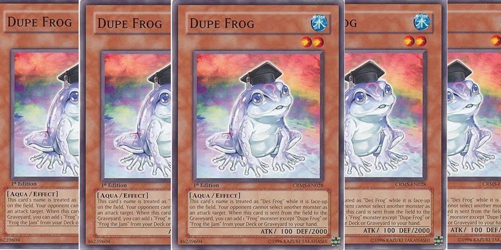 visual joke about duplicating cards with images of the dupe frog card.