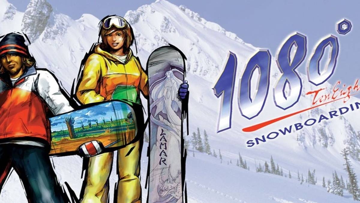 1080 snowboarding title with two snowboarders on snowy slopes 