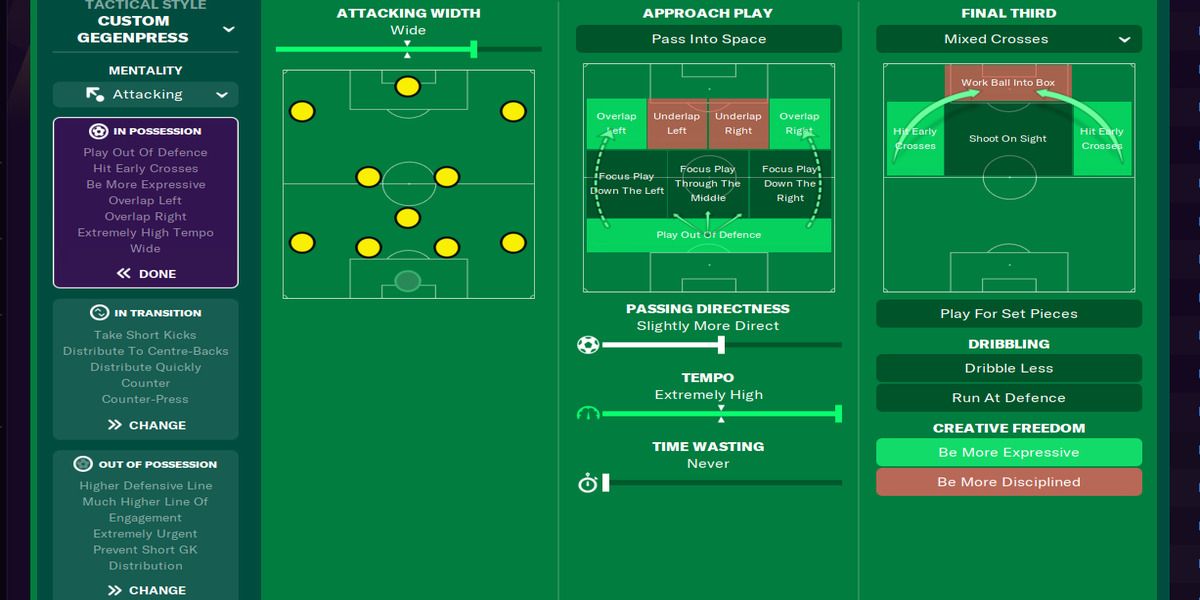 433 wing backs - in possesion