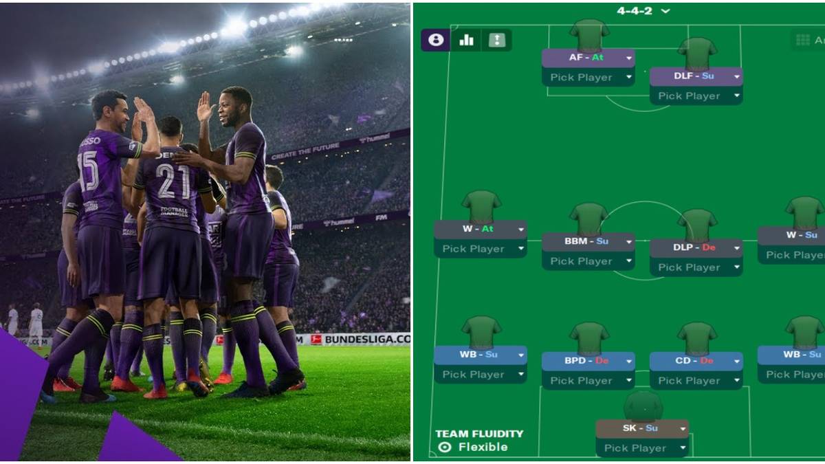 (Left) Players celebrating (Right) 442 formation