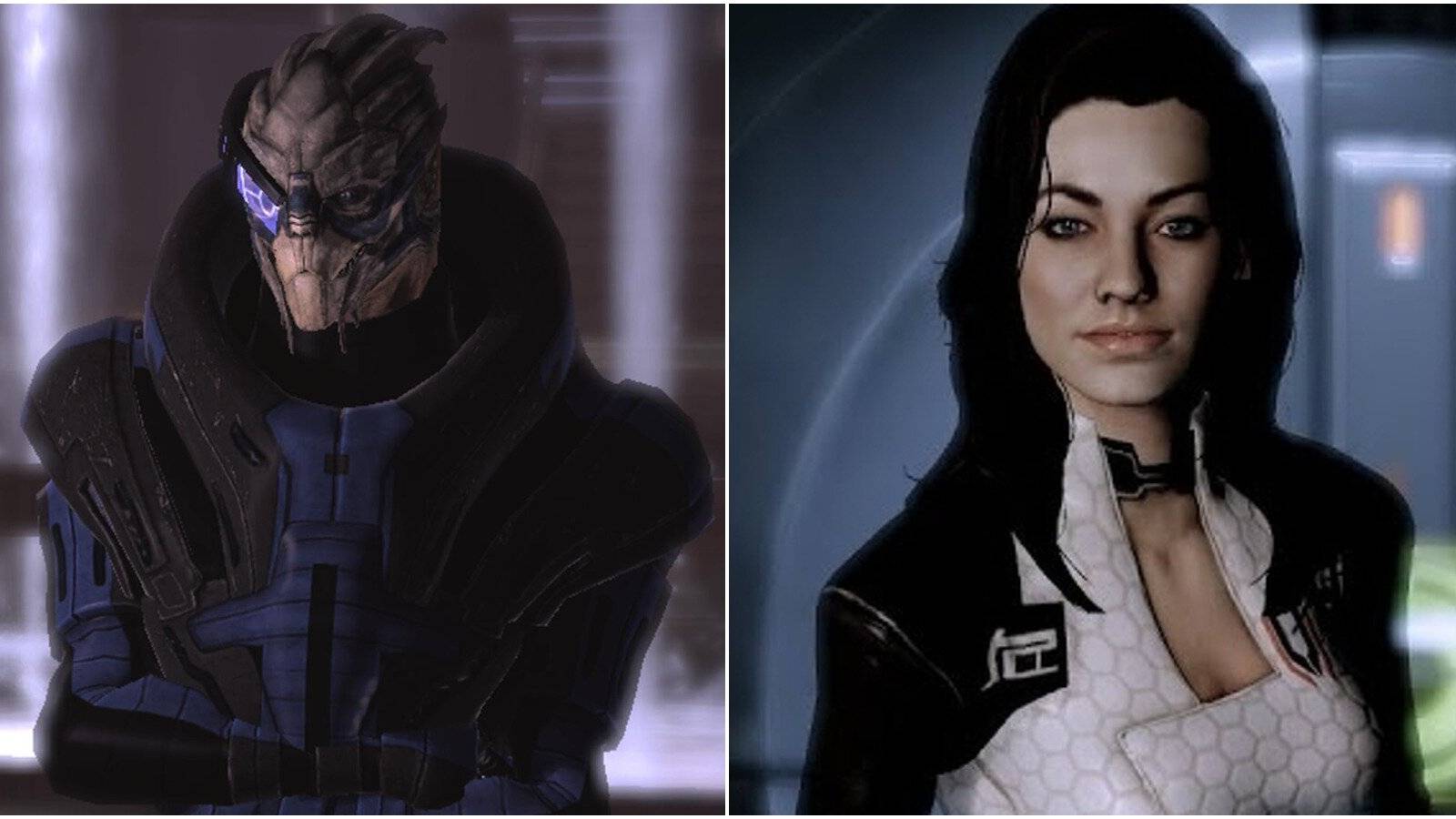 Split image of Garrus and Miranda.