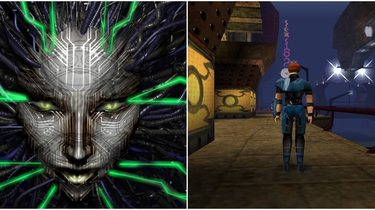 (Left) SHODAN from System Shock 2 (Right) City in The Nomad Soul