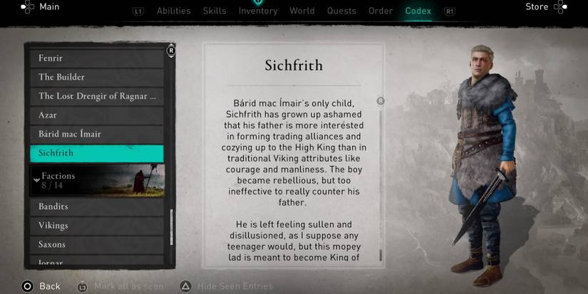 information about sickfrith in the codex.