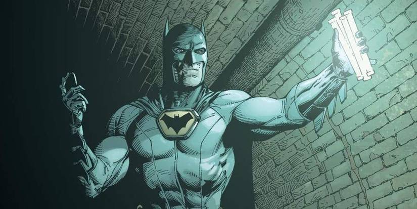 Batman Earth-One holding glow-sticks