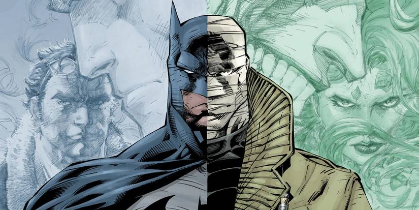 Batman and Hush split down the middle