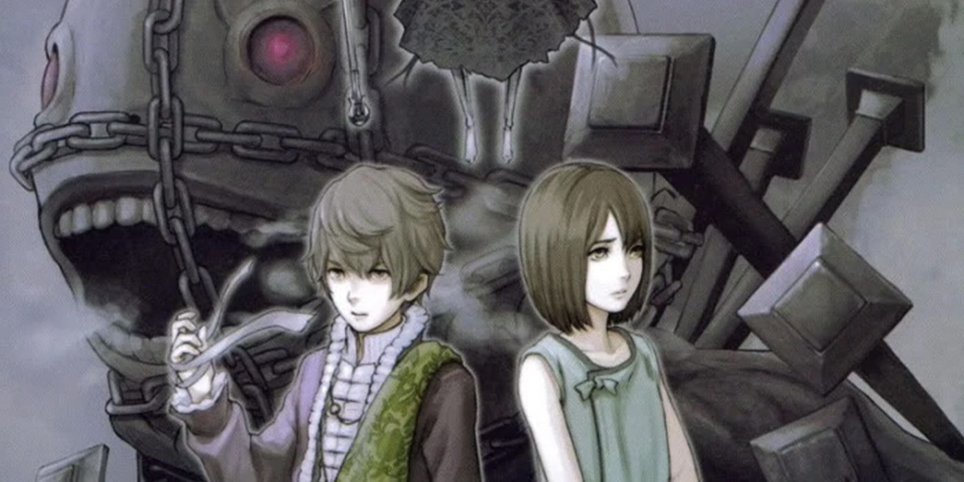 Nier Replicant: Official Art Of Emil, Halua Before She Was Transformed, And Her Transformed Form Behind Them