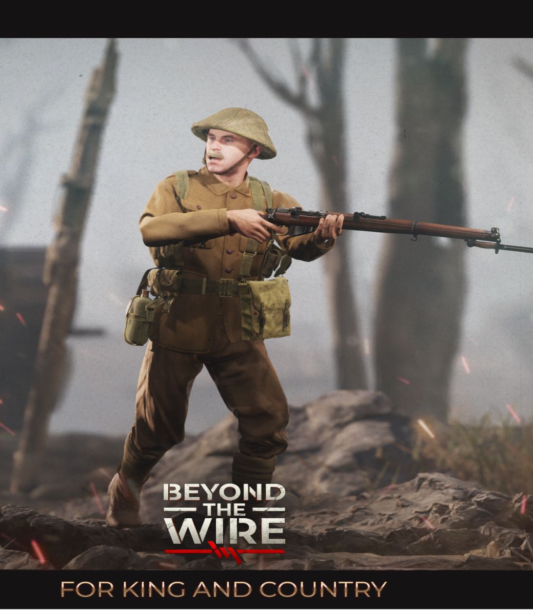 Beyond the Wire British Expeditionary member runs through battlefield.