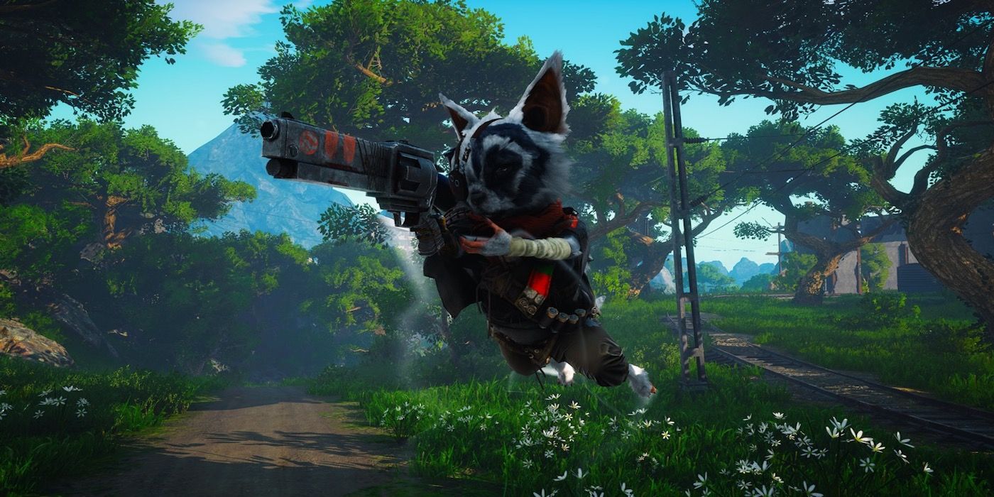 Your character in slow motion during battle from Biomutant