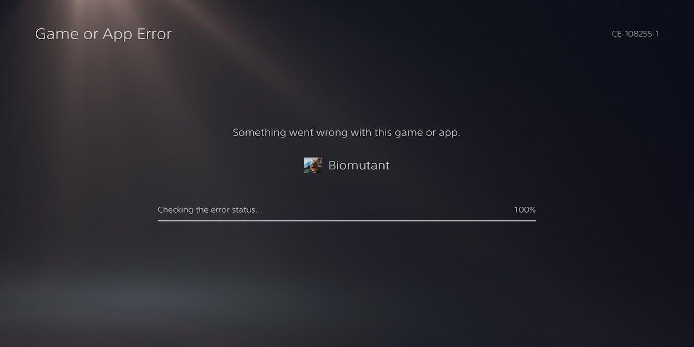 A PS5 error screen caused by Biomutant