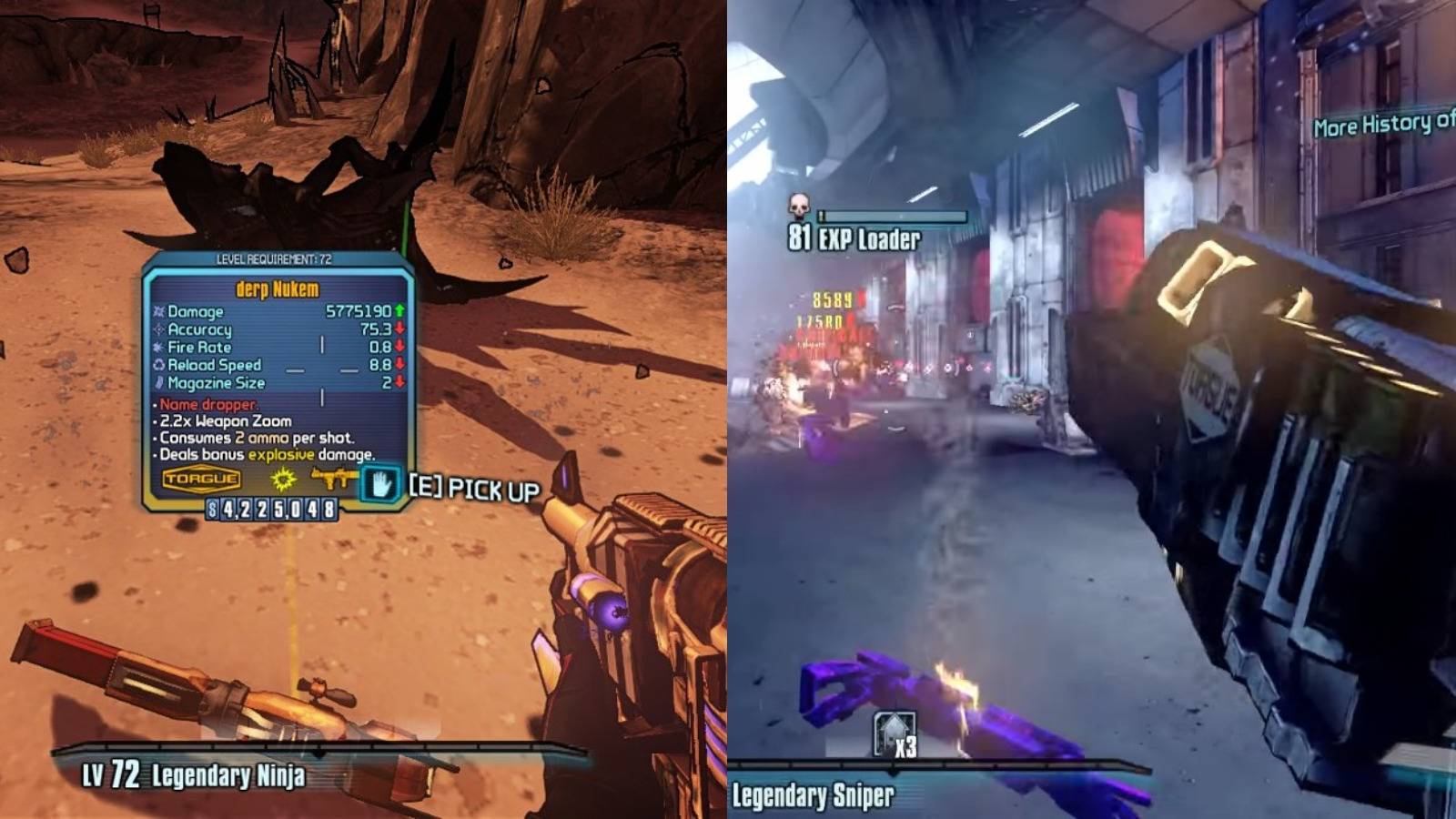 Borderlands 2 Best Torgue Weapons Featured Ravager Nukem split image