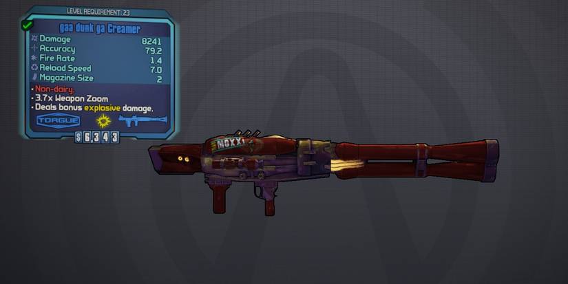 Borderlands 2 Creamer stat card