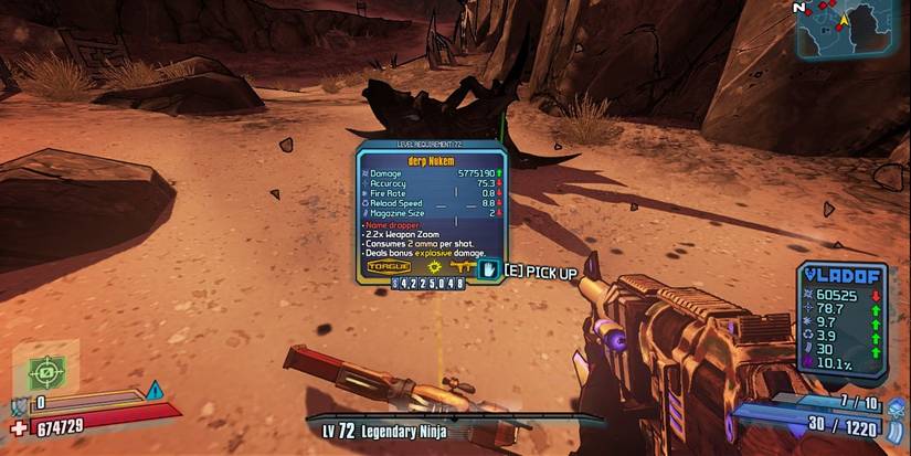 Borderlands 2 Nukem loot drop stat card