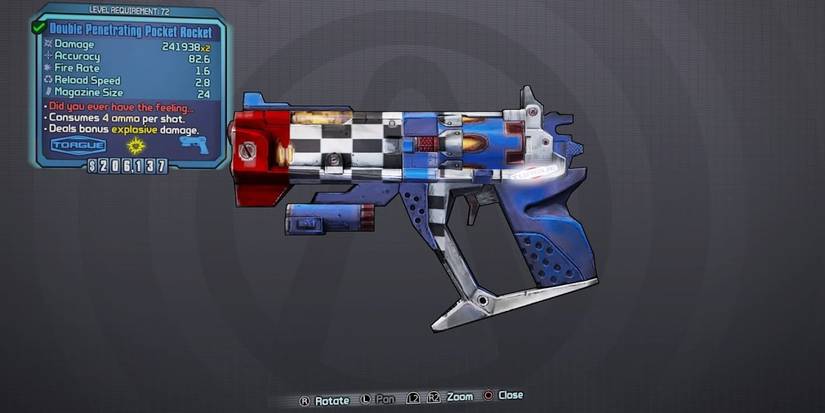 Borderlands 2 Pocket Rocket stat card