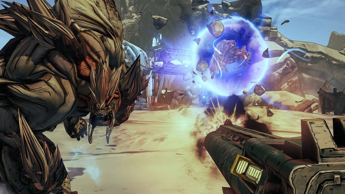 Borderlands 2 Shotgun and monsters