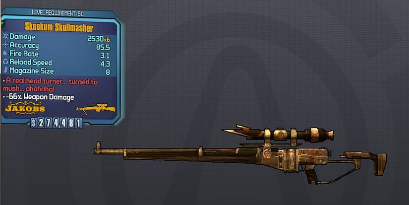 Borderlands 2 Skullmasher stat card