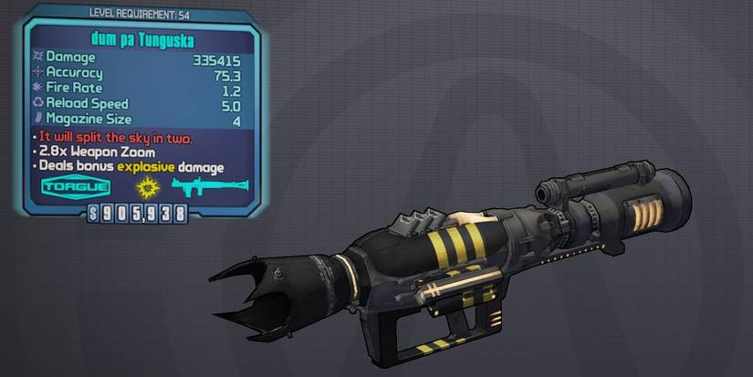 Borderlands 2 Tunguska stat card