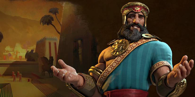 Gilgamesh gestures in a friendly way in Civilization 6