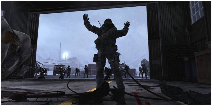 Soap surrounded by Russians with his hands up